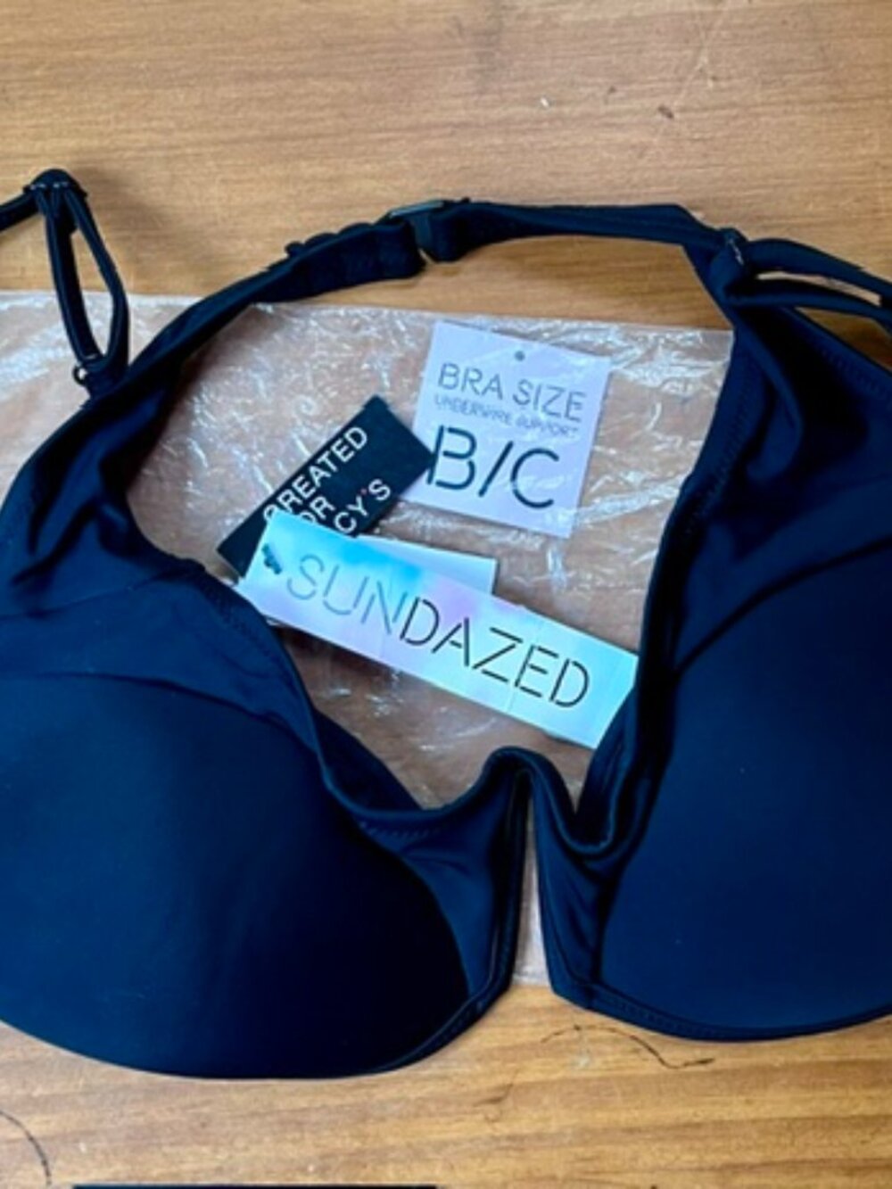 SUNDAZED BRA SIZE 32 B/C BIIKINI TOP Black Wire Top NWT